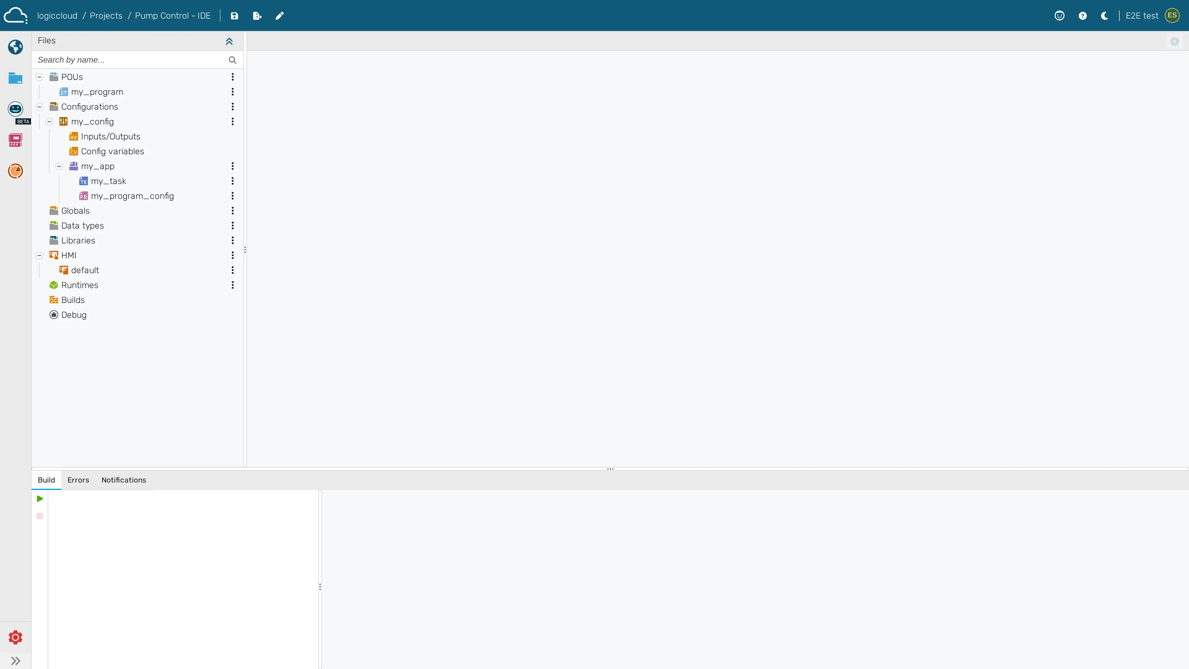 The new project opens in the IDE